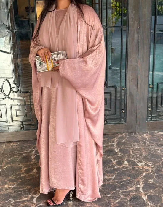 Amirah Pink Abaya – Elegant Modest Wear with Soft Feminine Charm