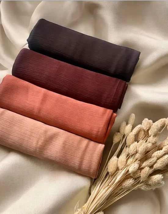 Crinkle Silk Hijabs – Soft Lightweight Wrinkle-Texture Scarf for Women