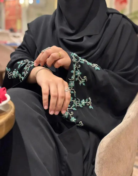 Emerald Abaya – Elegant Handwork Sleeve Abaya for Women