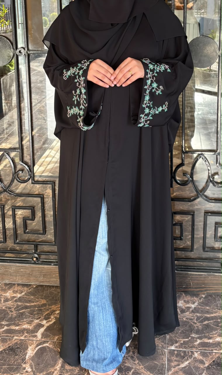 Emerald Abaya – Elegant Handwork Sleeve Abaya for Women